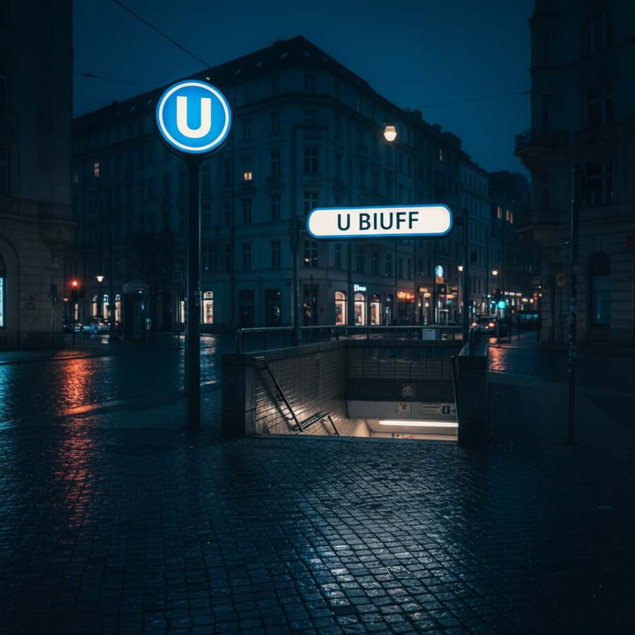 U BIUFF underground station at night